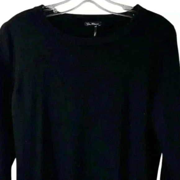 Vila Milano Women's Black Knit Top Pleated Chiffon Cuffs Size L - Picture 7 of 9